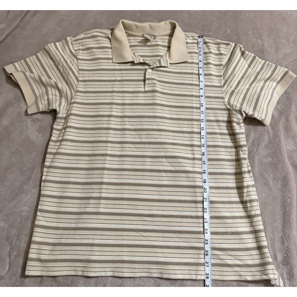 LL Bean Short Sleeve XL Regular Polo Shirt Brown Beige Striped Men's - Picture 3 of 6